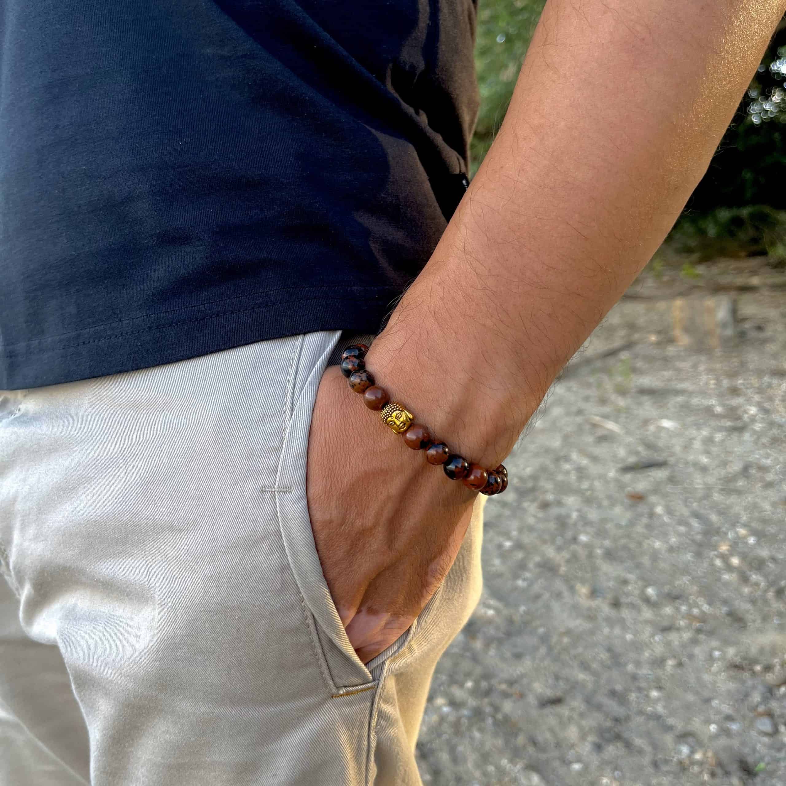 Mahagóni obszidián karkötő