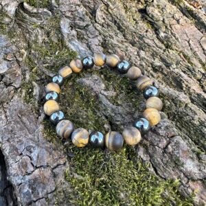 Matt tigrisszem és hematit karkötő