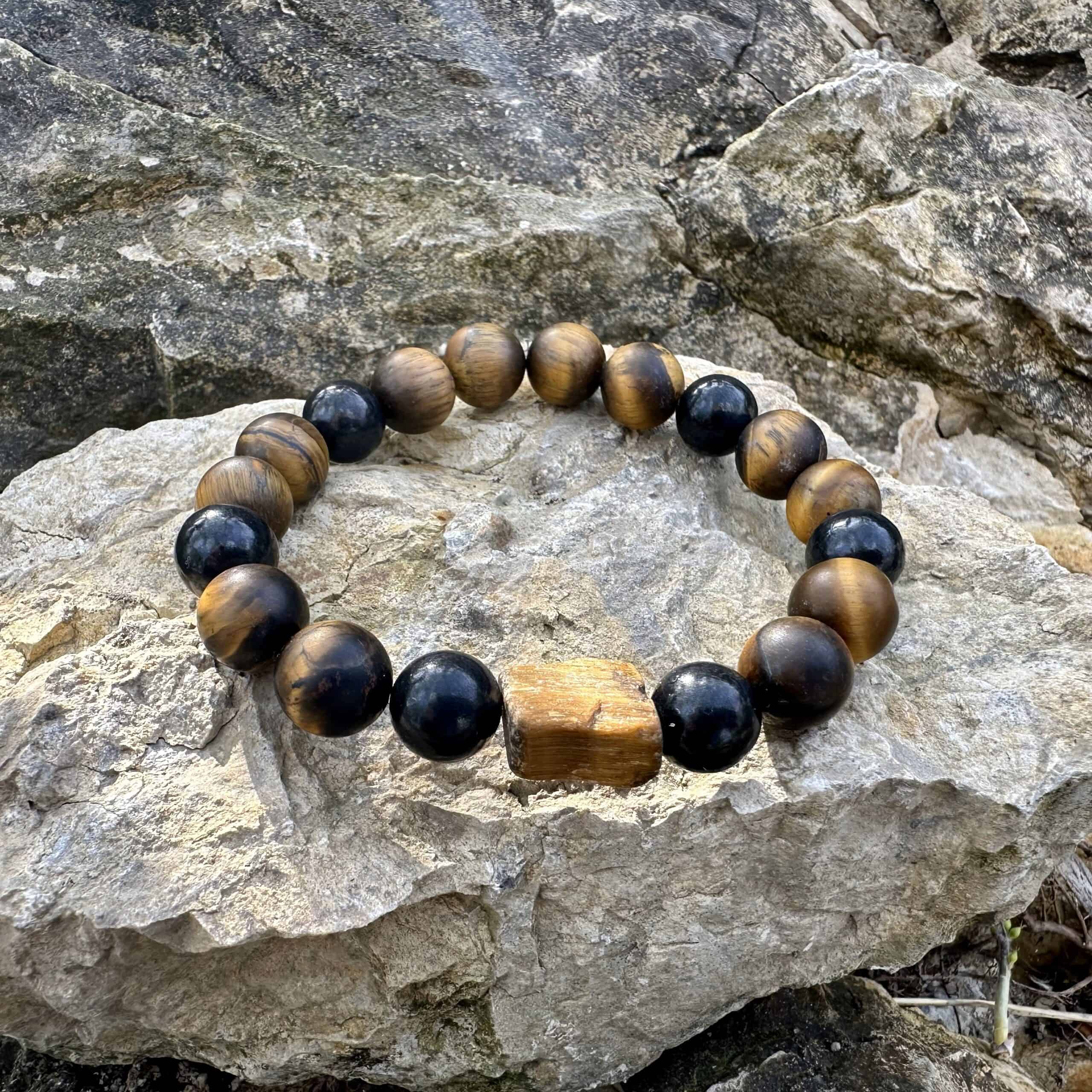 Matt tigrisszem és shungit karkötő