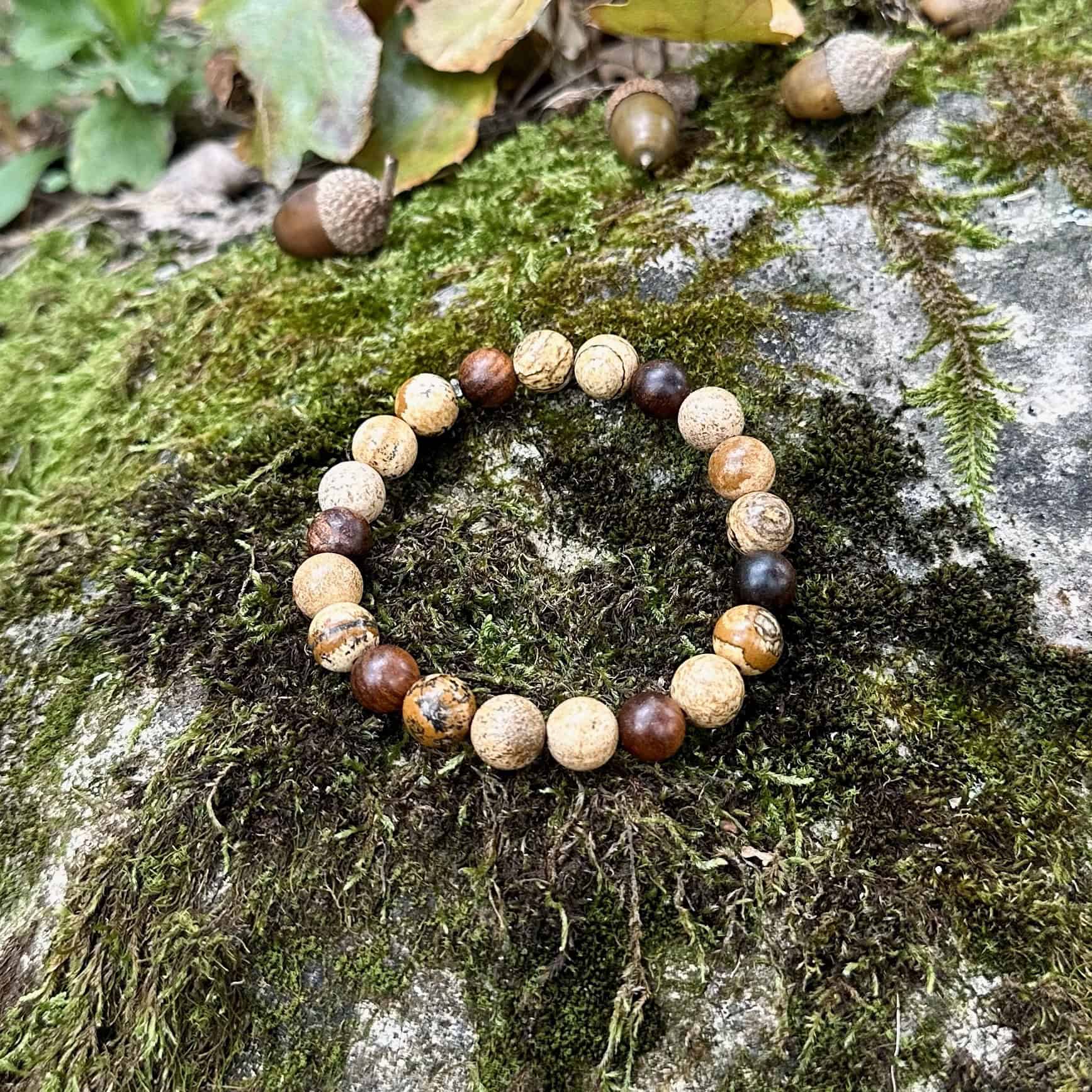 Térkép jáspis és szantálfa karkötő