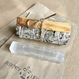 Fehér zsálya, palo santo és szelenit tértisztító szett