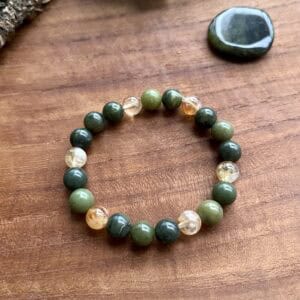 Újjászületés karkötő nefrit jáde és citrin ásványokkal