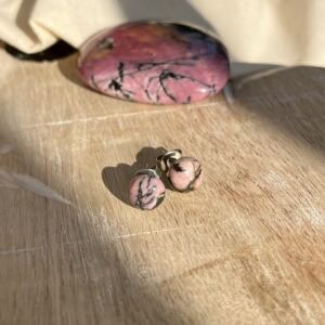 Rodonit fülbevaló nemesacél szerelékkel