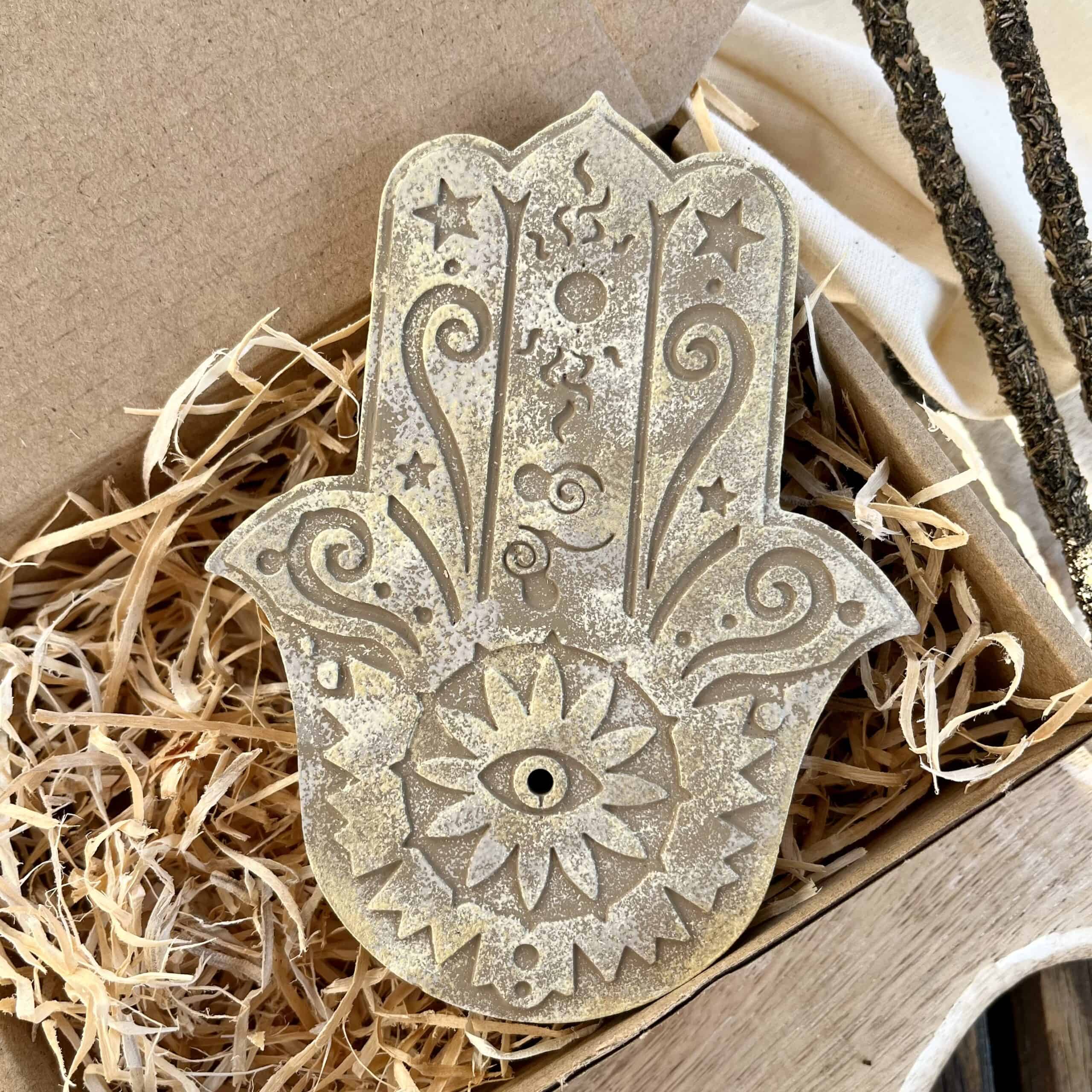 Hamsa kéz füstölőtartó - bézs
